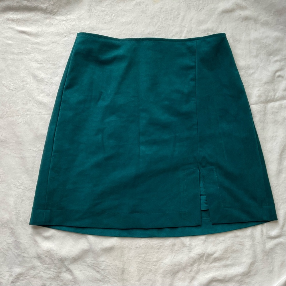 Elegant Teal Suede Skirt